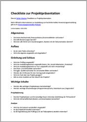 Checkliste für die Projektpräsentation Checkliste für die Projektpräsentation